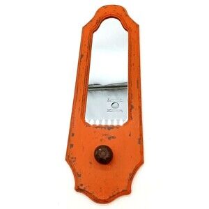 Hobby Lobby Vintage Style Orange Distressed 18" Accent Mirror Coat Hat Hanger